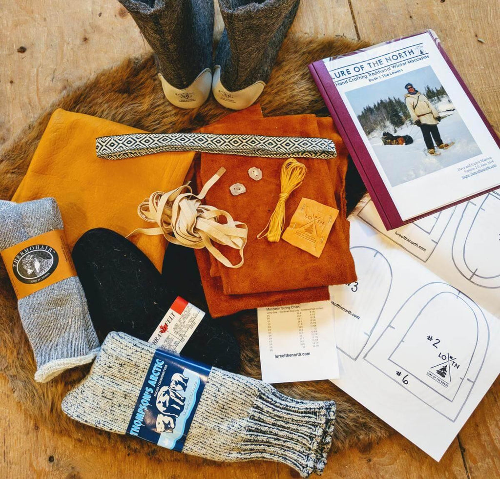 Winter Moccasins - DIY Kit (Hide Uppers) - Kit Contents - Lure of the North Outfitters