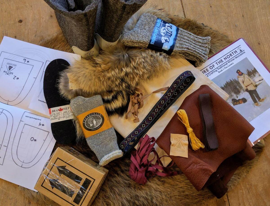 Winter Moccasins - DIY Kit (Canvas Uppers) - Kit Contents - Lure of the North Outfitters